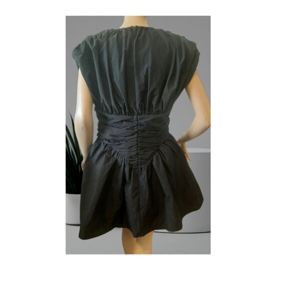 New MICAS Black Solid Ruched Mini Dress Micas Size Large (US Size 6) - Picture 2 of 3